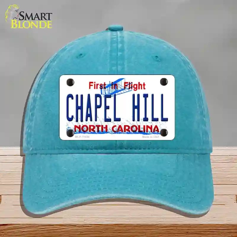 HAT10-MLP-11838 Chapel Hill North Carolina Novelty License Plate Hat, Unconstructed Cotton - Lake Blue