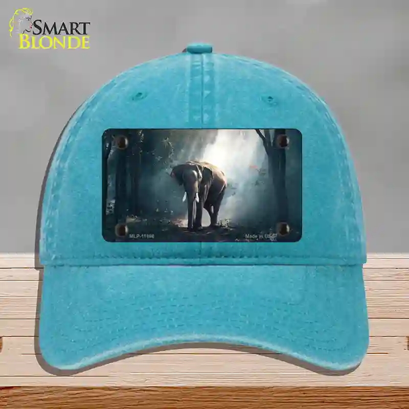 HAT10-MLP-11896 Elephant in the Woods Novelty License Plate Hat, Unconstructed Cotton - Lake Blue