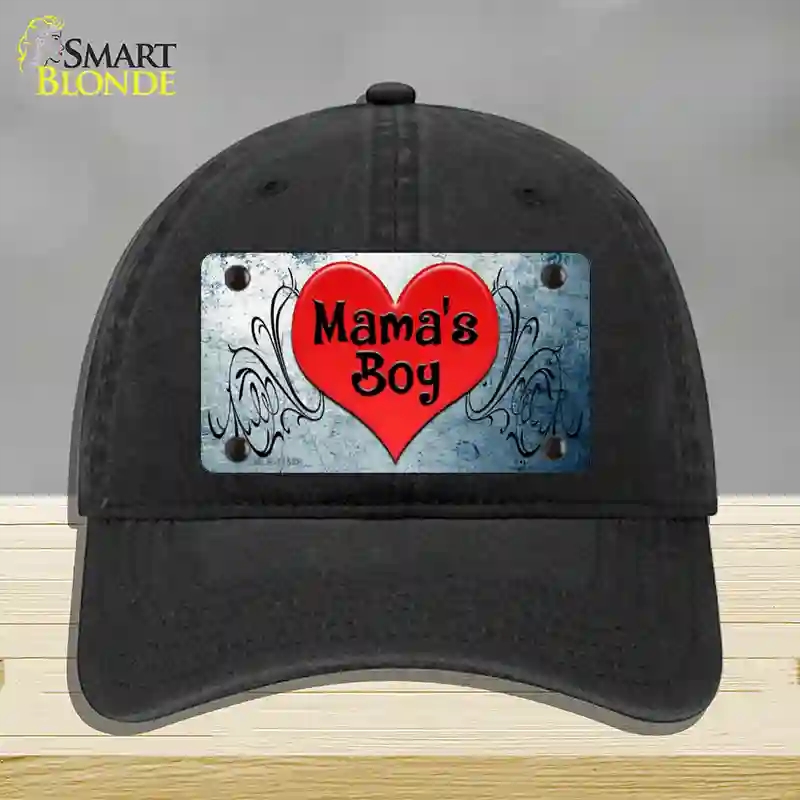 HAT07-MLP-11538 Mamas Boy Novelty License Plate Hat, Unconstructed Cotton - Black