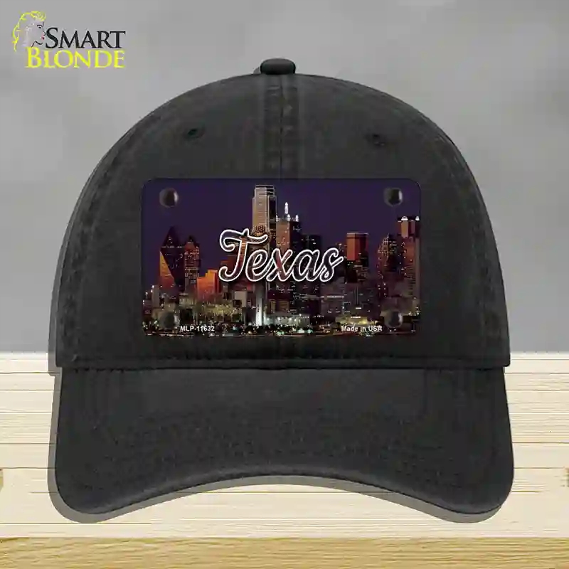 HAT07-MLP-11632 Texas City Lights Novelty License Plate Hat, Unconstructed Cotton - Black