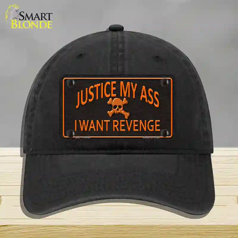 HAT07-MLP-11646 Justice My Ass Novelty License Plate Hat, Unconstructed Cotton - Black