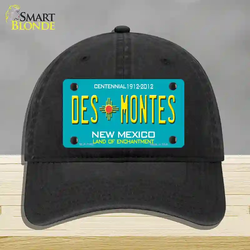 HAT07-MLP-11652 Des Montes Teal   Mexico Novelty License Plate Hat, Unconstructed Cotton - Black