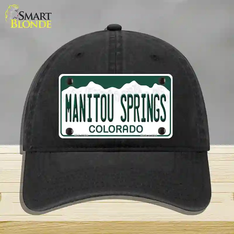 HAT07-MLP-11654 Manitou Springs Colorado Novelty License Plate Hat, Unconstructed Cotton - Black