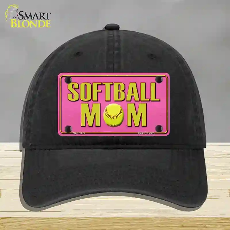 HAT07-MLP-1172 Softball Mom Novelty License Plate Hat, Unconstructed Cotton - Black