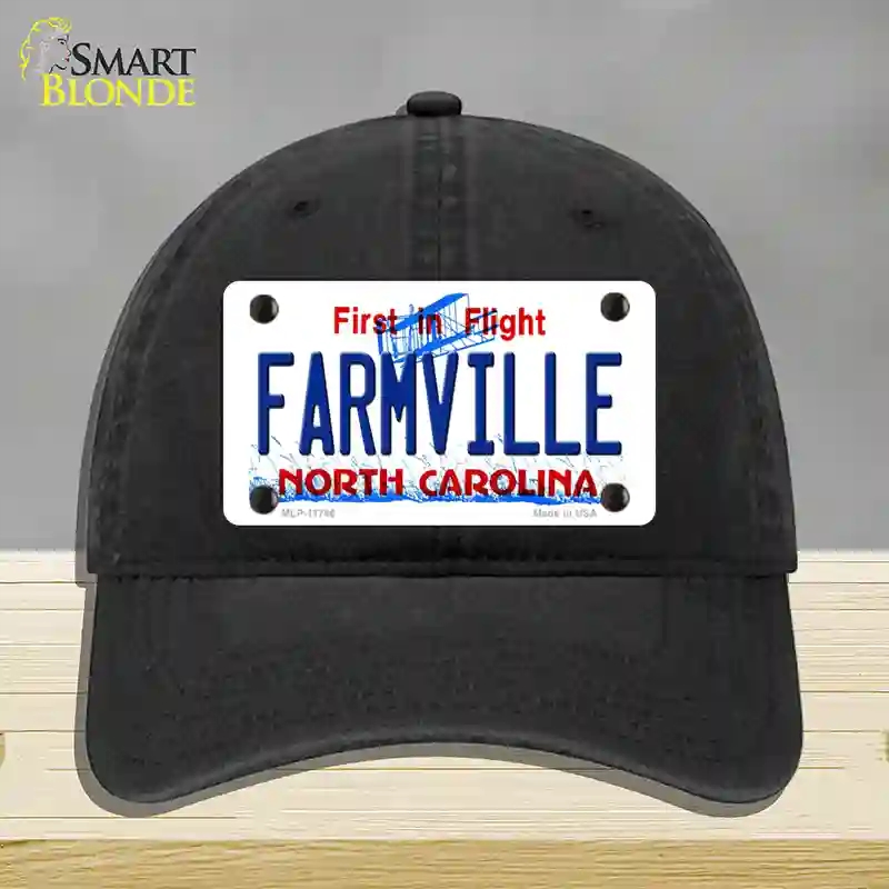 HAT07MLP11746 Farmville North Carolina State Novelty License Plate Hat44 Unconstructed Cotton  Black