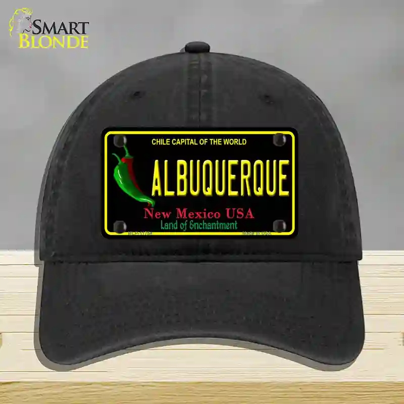 HAT07-MLP-11754 Albuquerque   Mexico State Novelty License Plate Hat, Unconstructed Cotton - Black