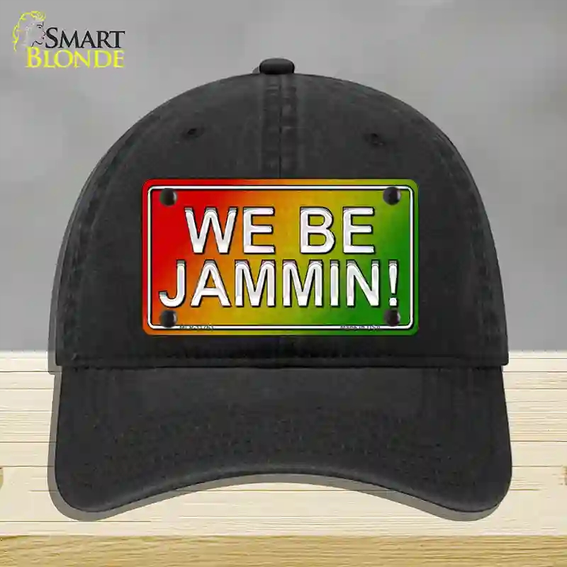 HAT07-MLP-11763 We Be Jamming Rasta Novelty License Plate Hat, Unconstructed Cotton - Black