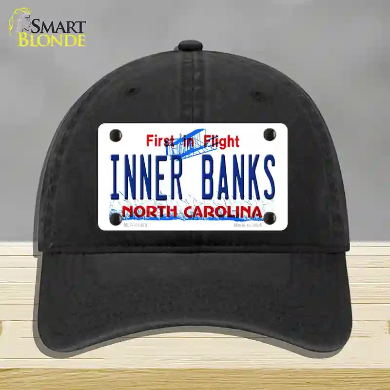 HAT07-MLP-11820 Inner Banks North Carolina Novelty License Plate Hat, Unconstructed Cotton - Black