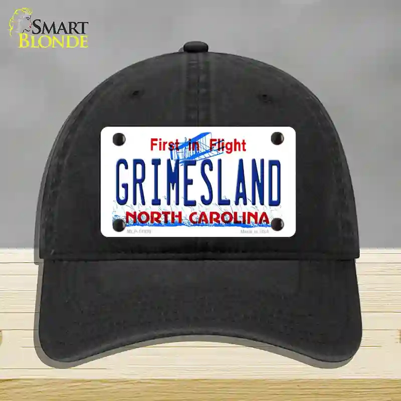 HAT07-MLP-11839 Grimesland North Carolina Novelty License Plate Hat, Unconstructed Cotton - Black