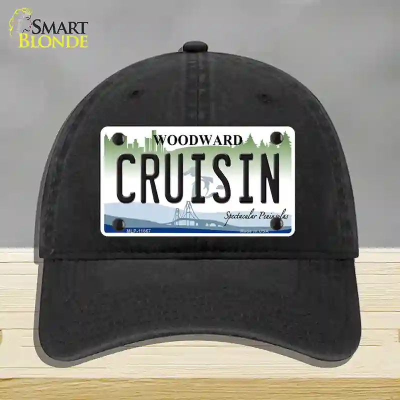 HAT07-MLP-11867 Cruising Woodward Michigan Novelty License Plate Hat, Unconstructed Cotton - Black