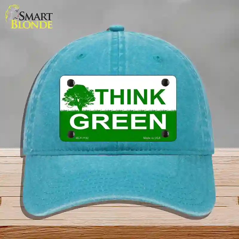 HAT10-MLP-1192 Think Green Novelty License Plate Hat, Unconstructed Cotton - Lake Blue
