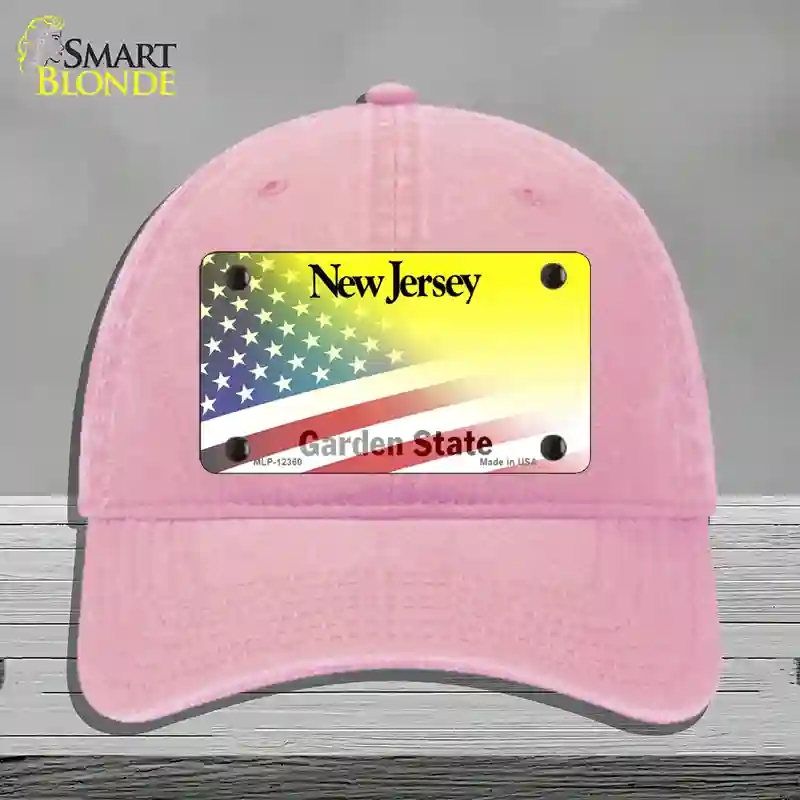 HAT12-MLP-12360   Jersey with American Flag Novelty License Plate Hat, Unconstructed Cotton - Pink