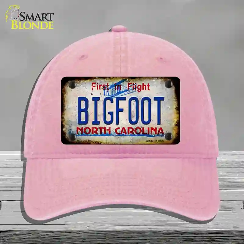 HAT12-MLP-12496 Bigfoot North Carolina Novelty License Plate Hat Tag, Unconstructed Cotton - Pink