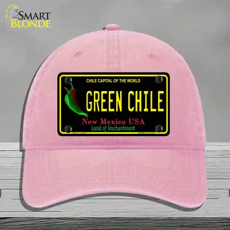 HAT12-MLP-12501 Green Chile   Mexico Black Novelty License Plate Hat, Unconstructed Cotton - Pink