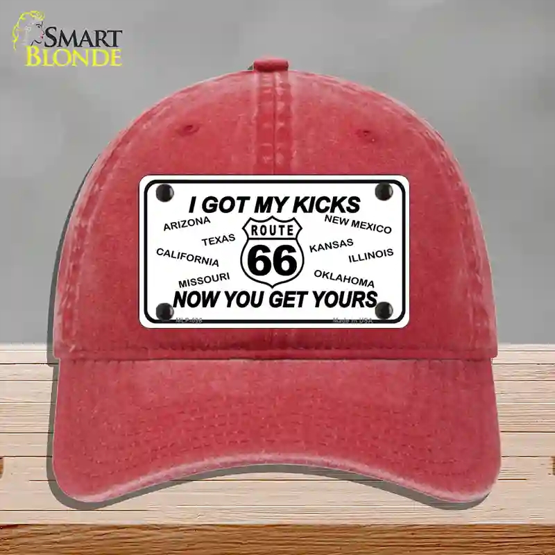 HAT13-MLP-096 I Got My Kicks Novelty License Plate Hat, Unconstructed Cotton - Red
