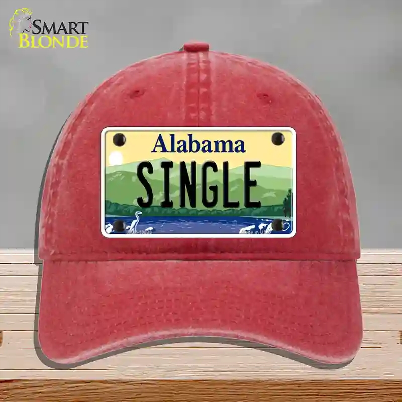 HAT13-MLP-10023 Single Alabama Novelty License Plate Hat, Unconstructed Cotton - Red