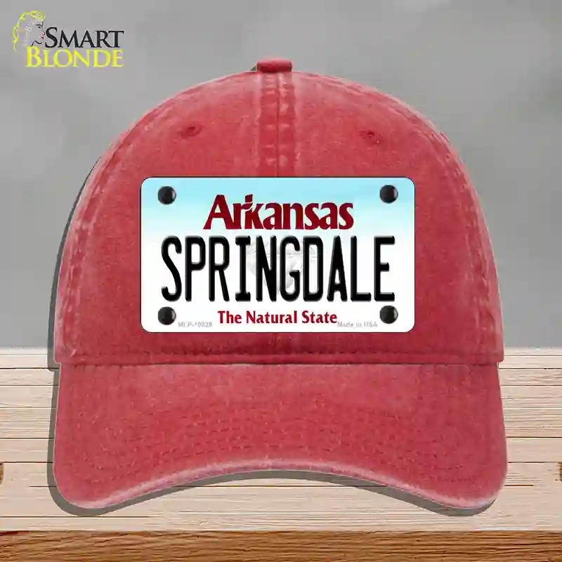 HAT13-MLP-10029 Springdale Arkansas Novelty License Plate Hat, Unconstructed Cotton - Red