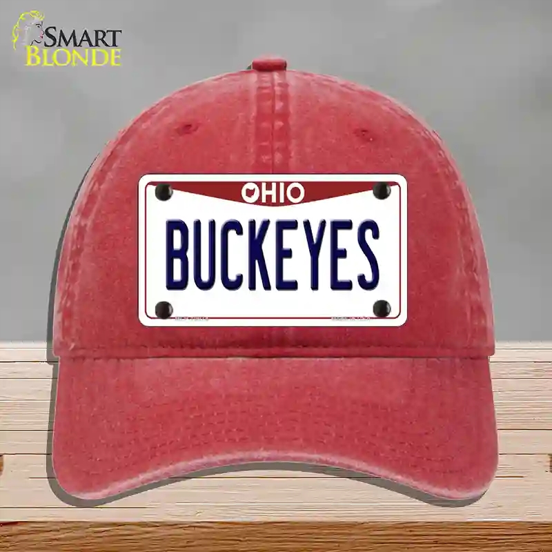 HAT13-MLP-10074 Buckeyes Ohio Novelty License Plate Hat, Unconstructed Cotton - Red