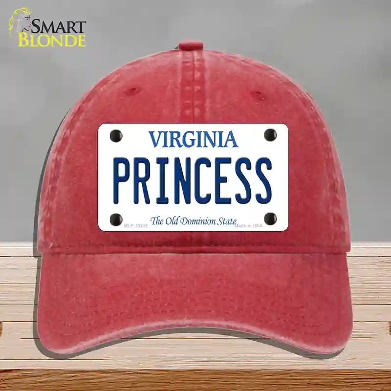 HAT13-MLP-10135 Princess Virginia Novelty License Plate Hat, Unconstructed Cotton - Red