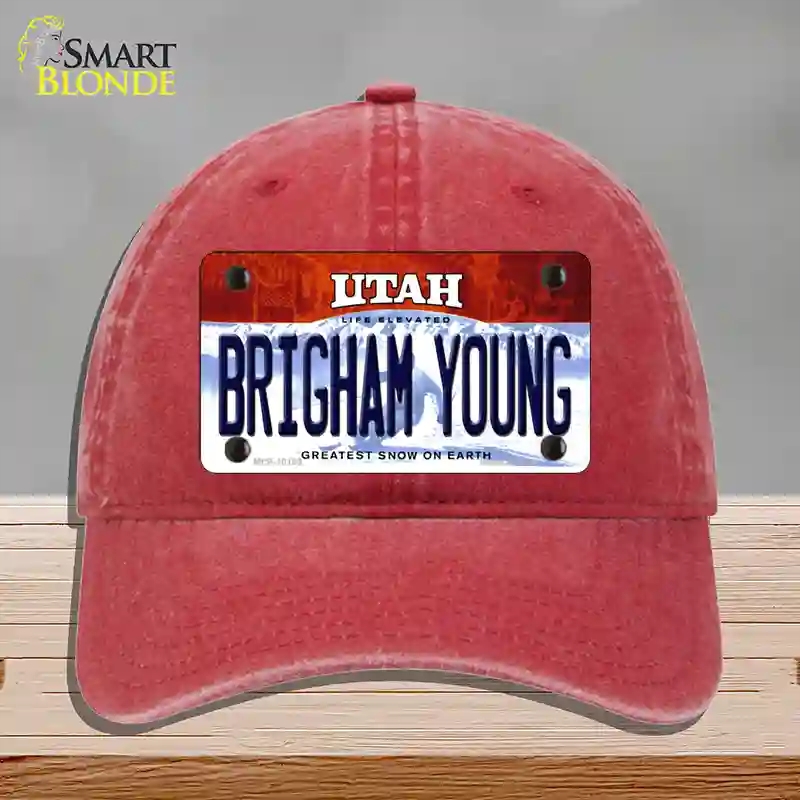 HAT13-MLP-10199 Brigham Young Utah Novelty License Plate Hat, Unconstructed Cotton - Red