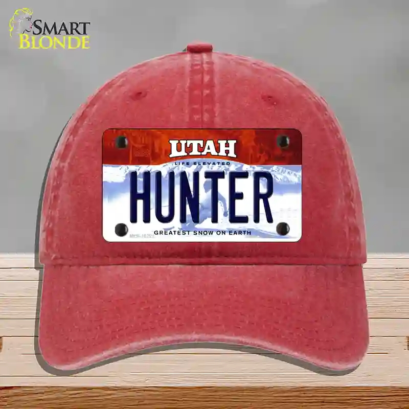 HAT13-MLP-10221 Hunter Utah Novelty License Plate Hat, Unconstructed Cotton - Red