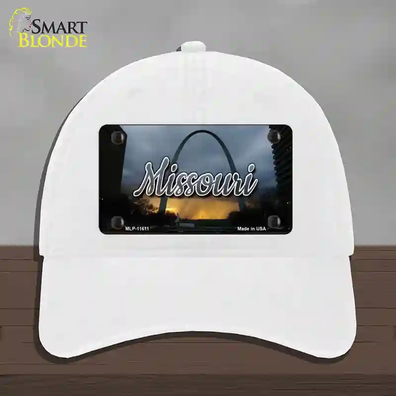 HAT14-MLP-11611 Missouri Gateway Arch State Novelty License Plate Hat, Unconstructed Cotton - White
