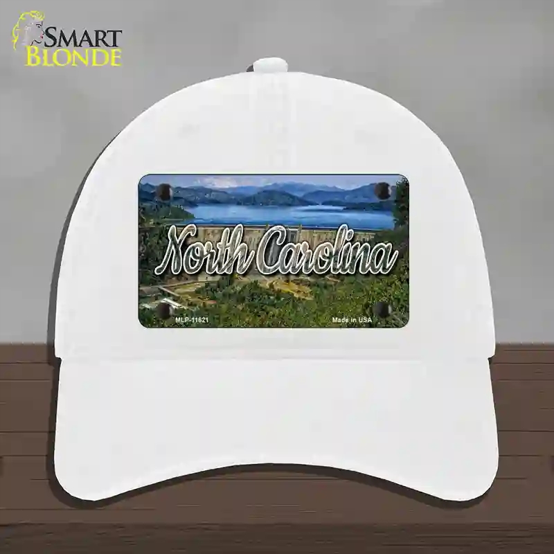 HAT14-MLP-11621 North Carolina Dam State Novelty License Plate Hat, Unconstructed Cotton - White