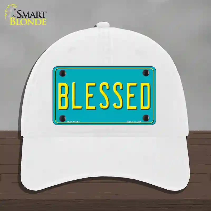 HAT14-MLP-11644 Blessed Novelty License Plate Hat, Unconstructed Cotton - White
