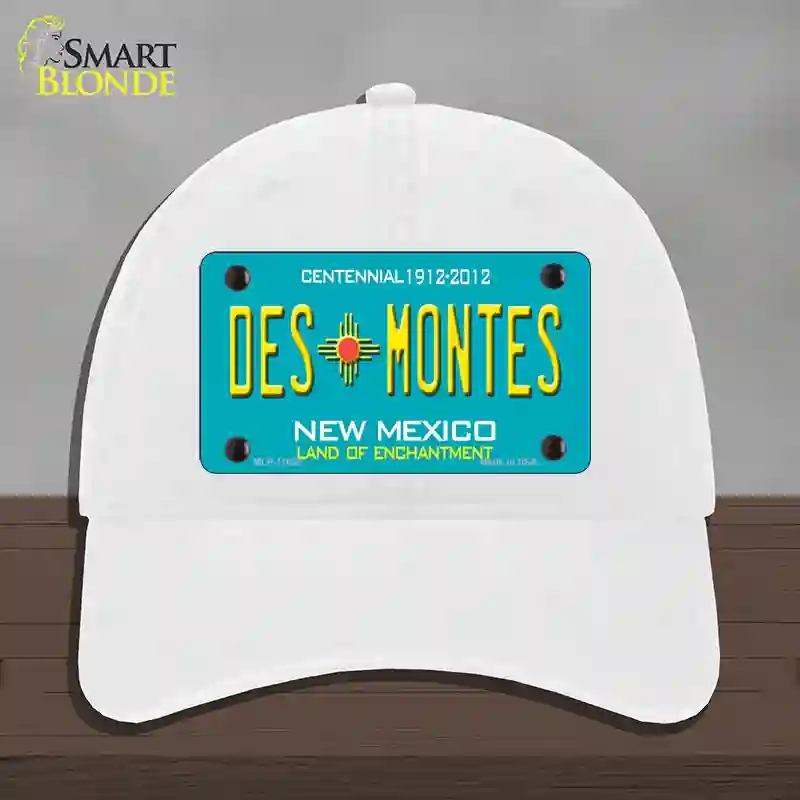 HAT14-MLP-11652 Des Montes Teal   Mexico Novelty License Plate Hat, Unconstructed Cotton - White