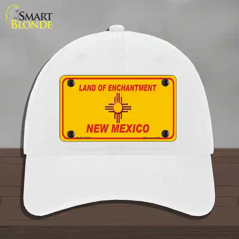 HAT14-MLP-11736   Mexico Blank Yellow State Novelty License Plate Hat, Unconstructed Cotton - White