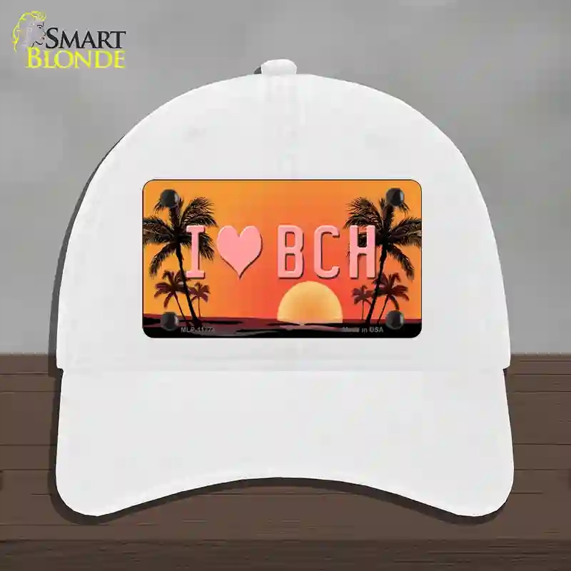 HAT14-MLP-11774 I Love Beach Novelty License Plate Hat, Unconstructed Cotton - White