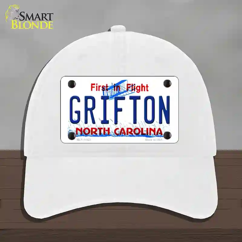 HAT14-MLP-11821 Grifton North Carolina Novelty License Plate Hat, Unconstructed Cotton - White