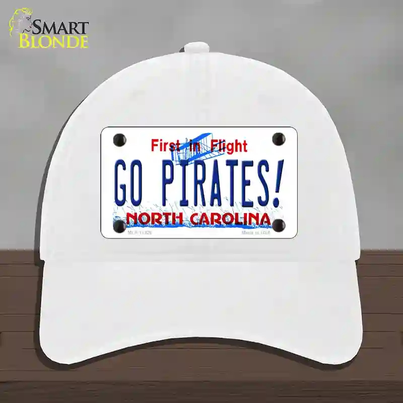 HAT14-MLP-11826 Go Pirates North Carolina Novelty License Plate Hat, Unconstructed Cotton - White