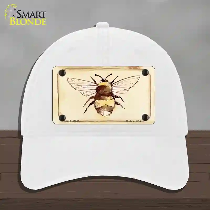 HAT14-MLP-11892 Bumble Bee Watercolor Novelty License Plate Hat, Unconstructed Cotton - White