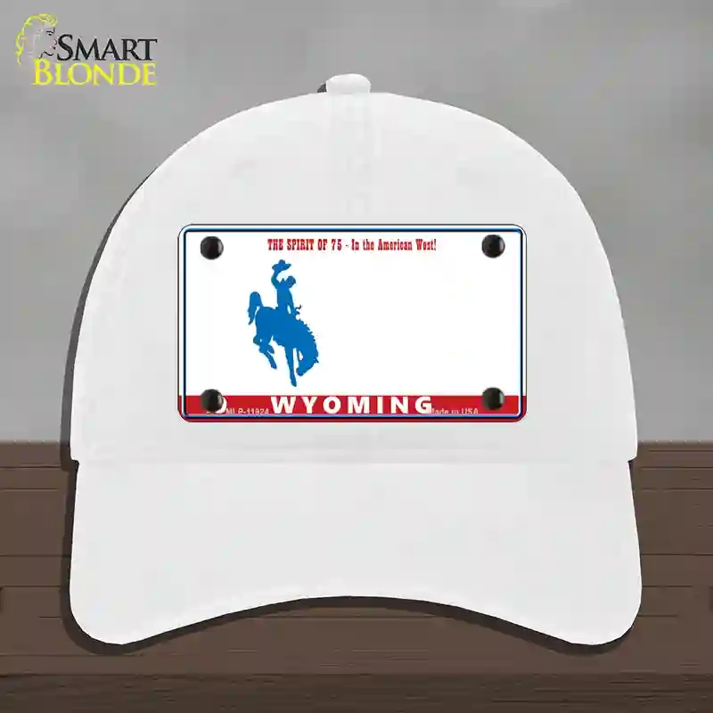 HAT14-MLP-11924 Wyoming Novelty License Plate Hat, Unconstructed Cotton - White