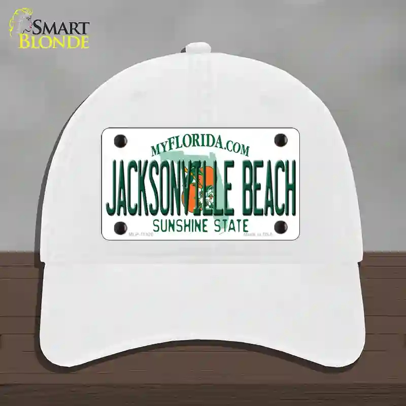 HAT14-MLP-11926 Florida Jacksonville Beach Novelty License Plate Hat, Unconstructed Cotton - White