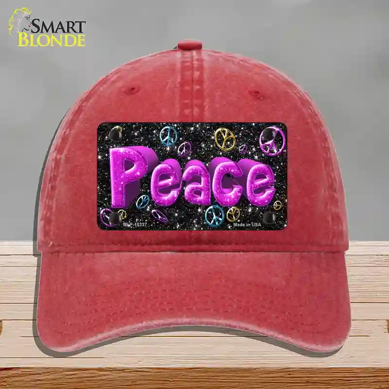 HAT13-MLP-10337 Peace Novelty License Plate Hat, Unconstructed Cotton - Red