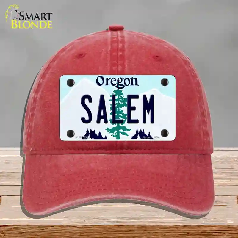 HAT13-MLP-10342 Salem Oregon Novelty License Plate Hat, Unconstructed Cotton - Red