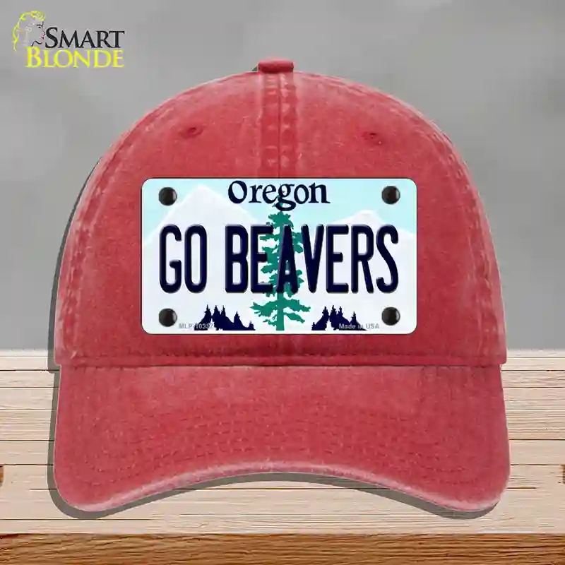 HAT13-MLP-10357 Go Beavers Oregon Novelty License Plate Hat, Unconstructed Cotton - Red