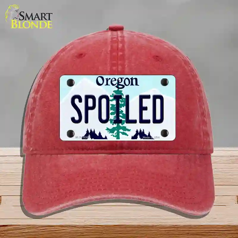 HAT13-MLP-10367 Spoiled Oregon Novelty License Plate Hat, Unconstructed Cotton - Red