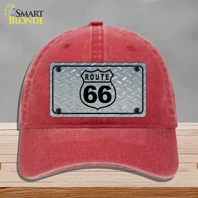 HAT13-MLP-104 Route 66 Shield Diamond Novelty License Plate Hat, Unconstructed Cotton - Red