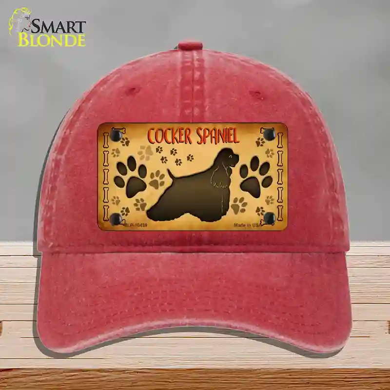 HAT13-MLP-10439 Cocker Spaniel Novelty License Plate Hat, Unconstructed Cotton - Red