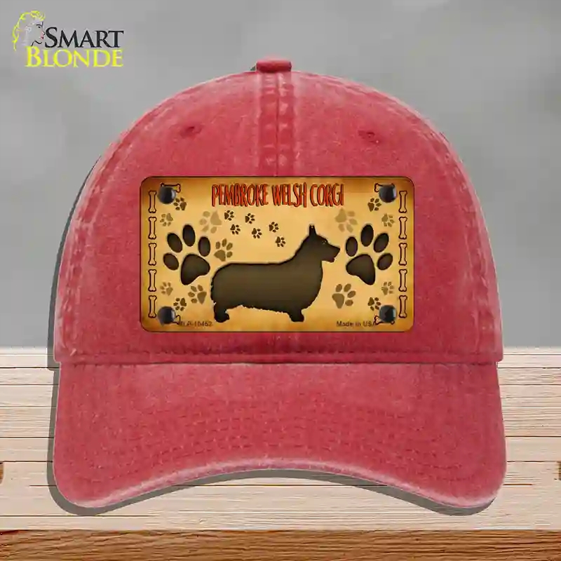 HAT13-MLP-10452 Pembroke Welsh Corgi Novelty License Plate Hat, Unconstructed Cotton - Red