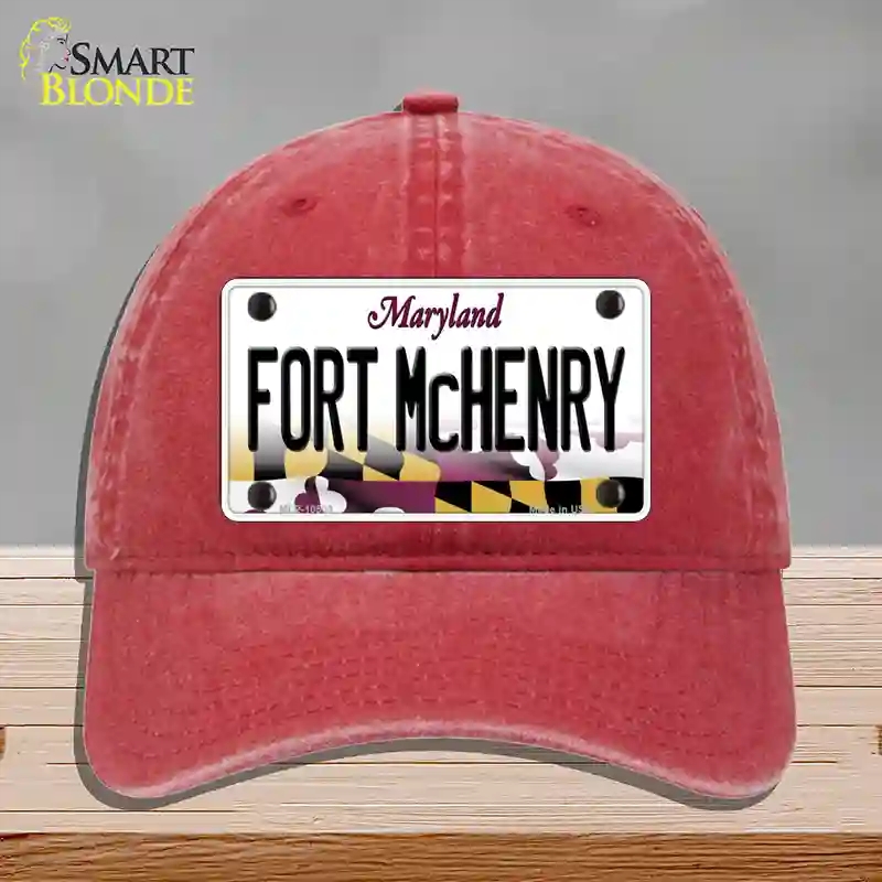 HAT13-MLP-10509 Fort McHenry Maryland Novelty License Plate Hat, Unconstructed Cotton - Red