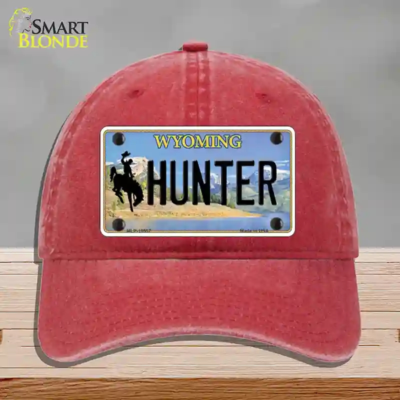 HAT13-MLP-10557 Hunter Wyoming Novelty License Plate Hat, Unconstructed Cotton - Red