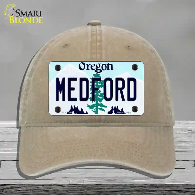 HAT09-MLP-10347 Medford Oregon Novelty License Plate Hat, Unconstructed Cotton - Khaki