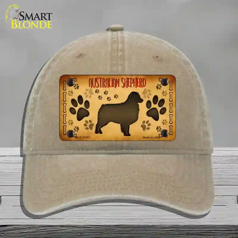 HAT09-MLP-10430 Australian Shepherd Novelty License Plate Hat, Unconstructed Cotton - Khaki