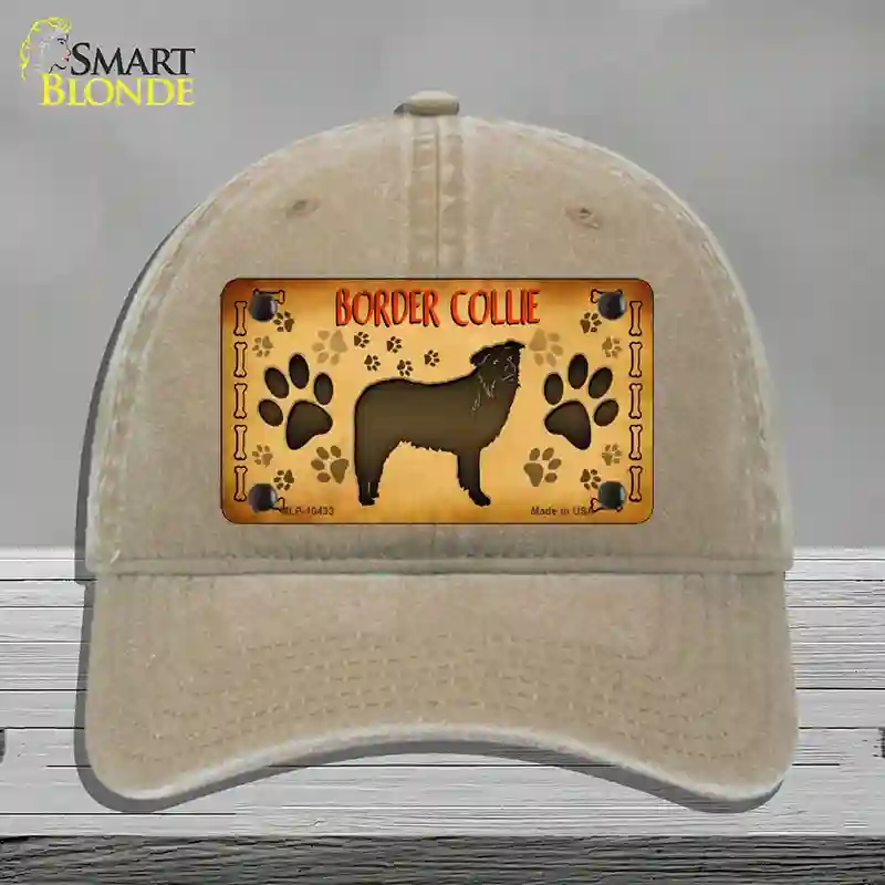 HAT09-MLP-10433 Border Collie Novelty License Plate Hat, Unconstructed Cotton - Khaki