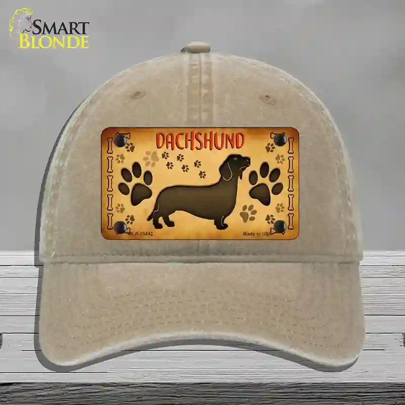 HAT09-MLP-10442 Dachshund Novelty License Plate Hat, Unconstructed Cotton - Khaki