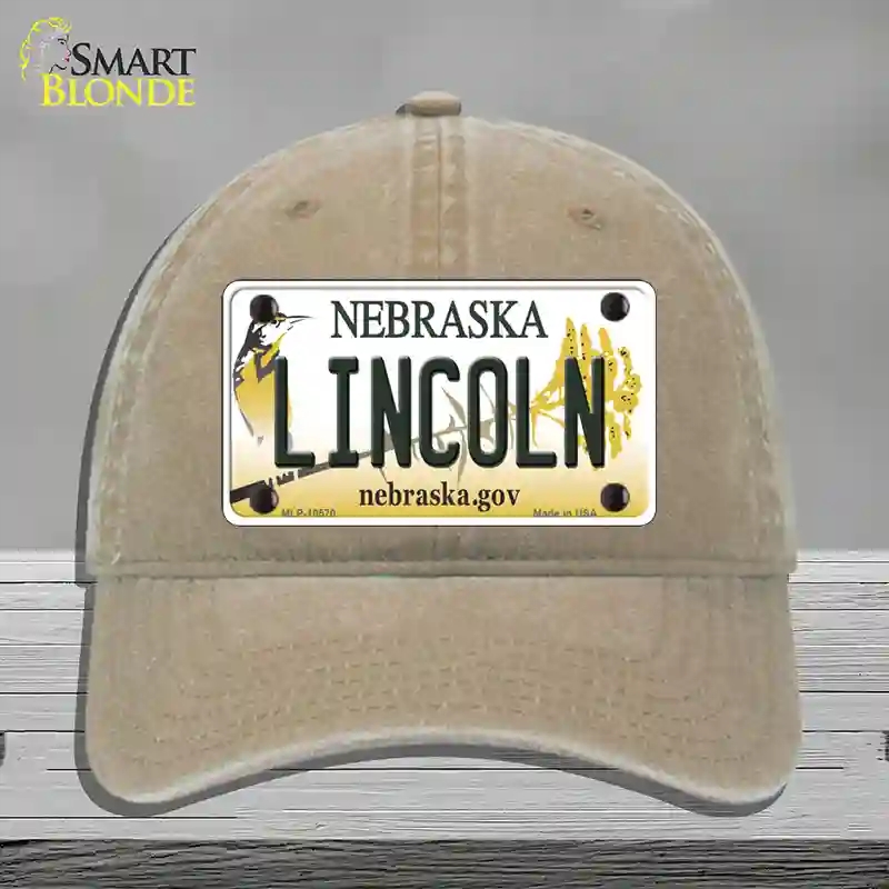 HAT09-MLP-10570 Lincoln Nebraska Novelty License Plate Hat, Unconstructed Cotton - Khaki